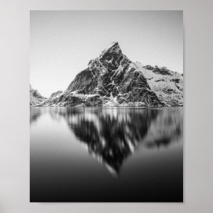 Affiche Lofoten Mountain Black and White Photo