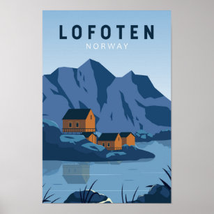 Affiche Lofoten Norvège Travel Art Vintage