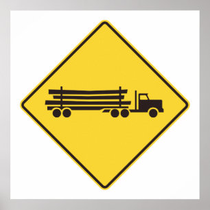 Affiche Logging Trucks Road Sign