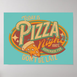 Affiche Logo amusant Pizza Night en détresse