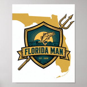 Affiche Logo Badge Florida Man Marque d'affiche de pêche