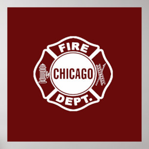 Affiche Logo blanc du service incendie de Chicago