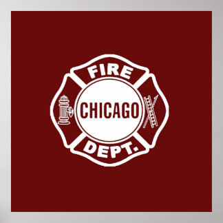 Affiche Logo blanc du service incendie de Chicago