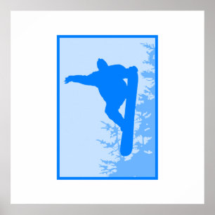 Affiche Logo bleu de surf des neiges