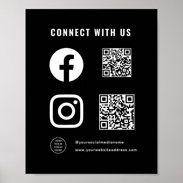 Affiche Logo Code QR Ici Suivez Scanner Connectez-vous ave (Devant)
