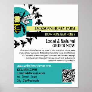 Affiche Logo d'abeilles - Beeyard, Honey Farm Publicité