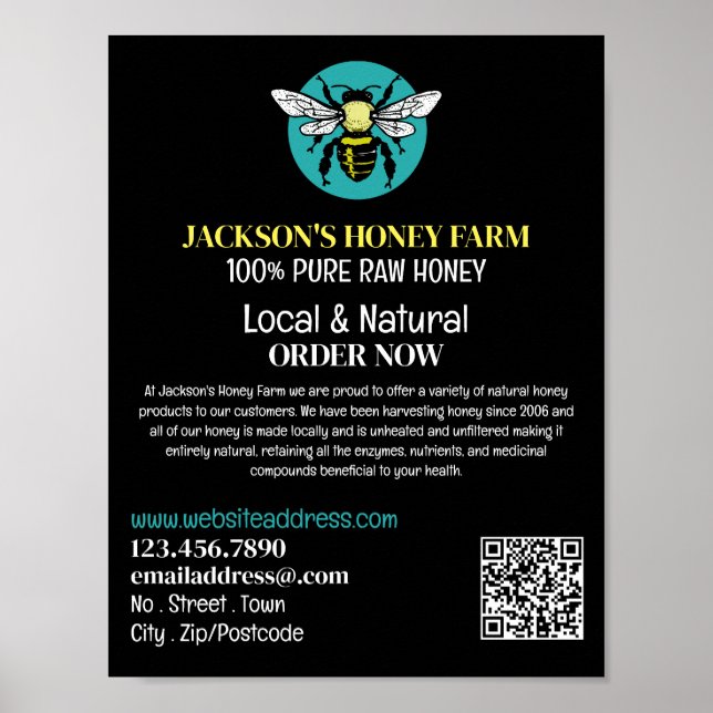 Affiche Logo d'abeilles élégant - Beeyard, Honey Farm Publ (Devant)