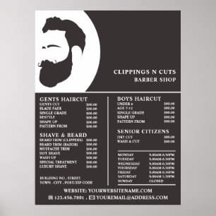 Affiche Logo de barbe, Liste des prix des barbiers hommes