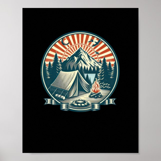 Affiche Logo de camping Sticker très Cool (Devant)