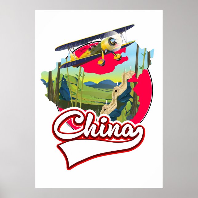 Affiche logo de carte de voyage en Chine (Devant)