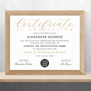Affiche Logo de certificat professionnel élégant en callig
