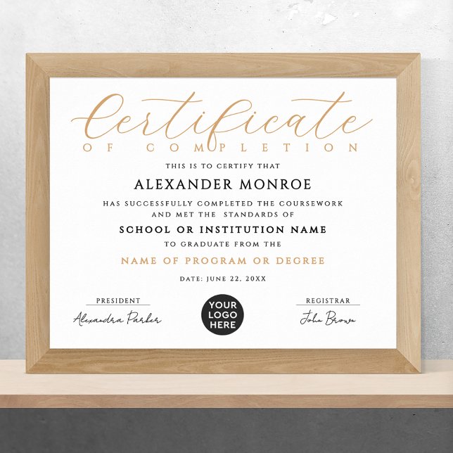 Affiche Logo de certificat professionnel élégant en callig (Créateur téléchargé)