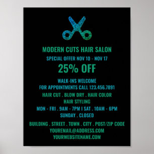 Affiche Logo de ciseaux, Styliste de cheveux, Advert Salon