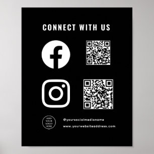 Affiche Logo de code QR Suivez Scan Connect With Us
