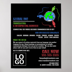 Affiche Logo de communication, traducteur et interprète