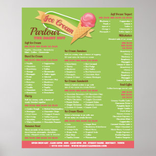 Affiche Logo de crème glacée, Menu de salon de crème glacé