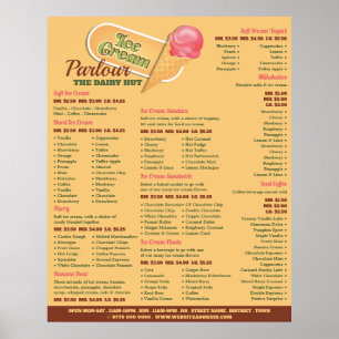 Affiche Logo de crème glacée, Menu de salon de crème glacé
