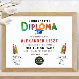 Affiche Logo de diplôme de fin d'études pour enfant avec u