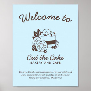 Affiche Logo de gâteau Boulangerie Sécurité Covid Bienvenu