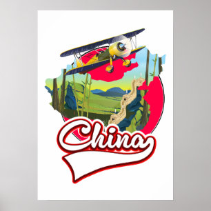 Affiche Logo de la carte de voyage en Chine