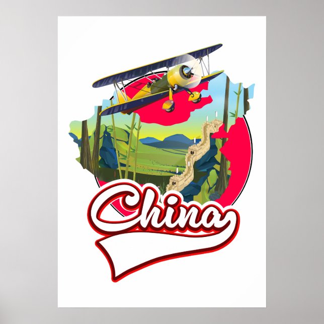 Affiche Logo de la carte de voyage en Chine (Devant)