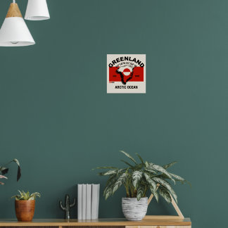 Affiche Logo de la carte vintage du Groenland - Soleil arc