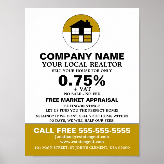 Affiche Logo de la maison, Realtor, Agent immobilier publi (Devant)