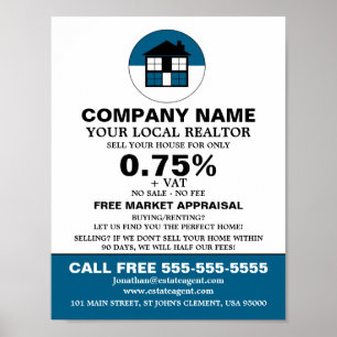 Affiche Logo de la maison, Realtor, Agent immobilier publi