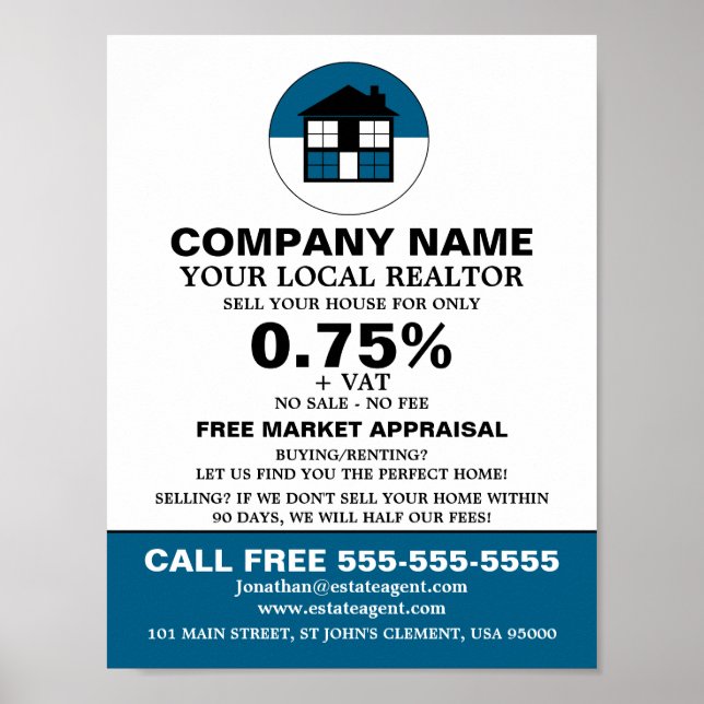 Affiche Logo de la maison, Realtor, Agent immobilier publi (Devant)
