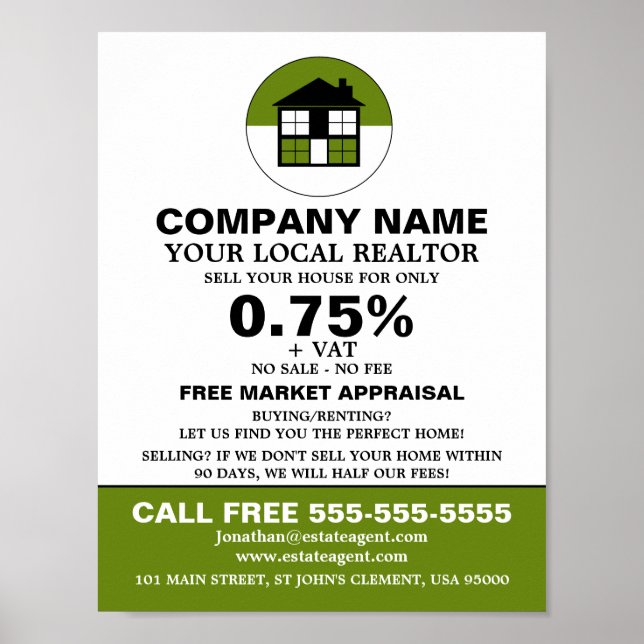 Affiche Logo de la maison, Realtor, Agent immobilier publi (Devant)