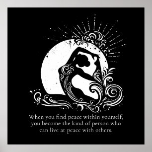 Affiche Logo de la Pose de Yoga Pigeon Roi Pigeon Blanc No