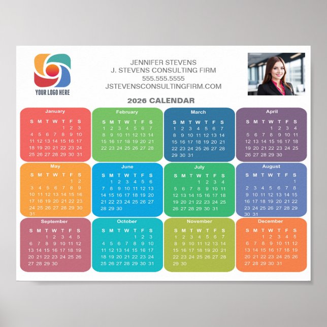Affiche Logo de l'entreprise Calendrier coloré 2026 (Devant)