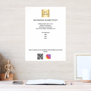 Affiche Logo de l'entreprise code qr instagram texte perso