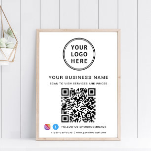 Affiche Logo de l'entreprise Code QR Médias sociaux