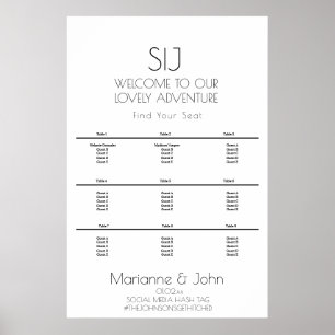 Affiche Logo de mariage minimaliste B&White Plan de table