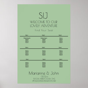 Affiche Logo de mariage vert minimaliste Plan de table