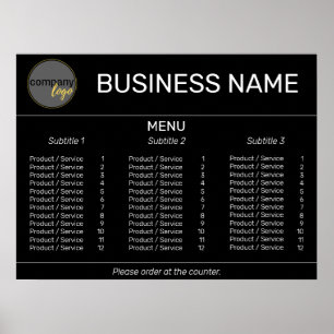 AFFICHE LOGO DE MARQUE SIMPLE NOIR POUR ENTREPRISE MENU LI