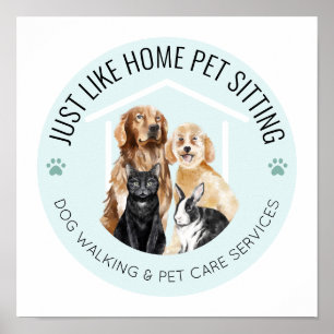 Affiche Logo de promenade de chien et de garde d'animaux d