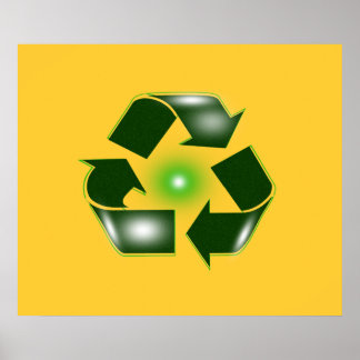 Affiche Logo de recyclage vert grand 27,42 po x 23 po
