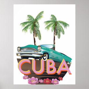 Affiche logo de voiture classique cubaine
