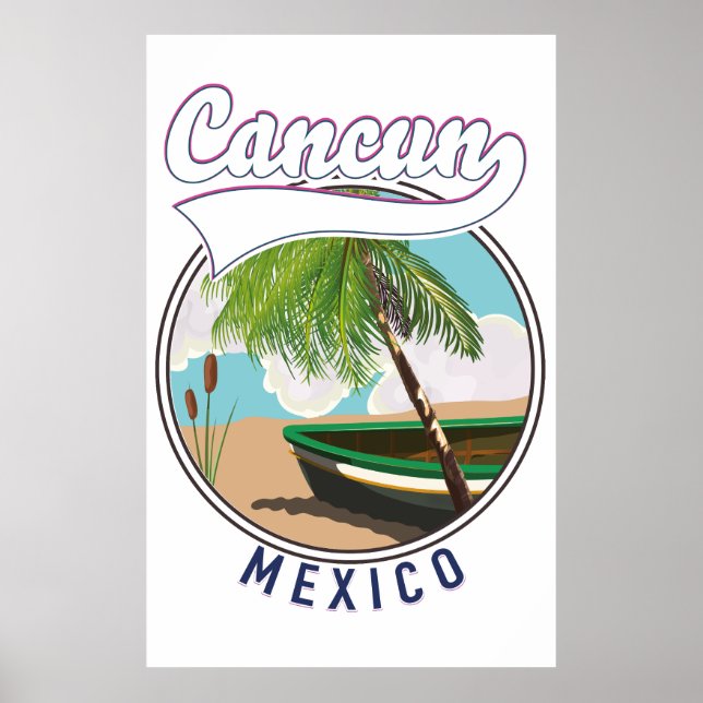 Affiche logo de voyage de plage de Cancun au Mexique (Devant)