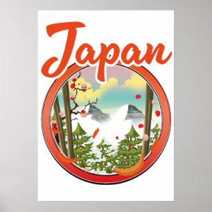 Affiche logo de voyage du Japon