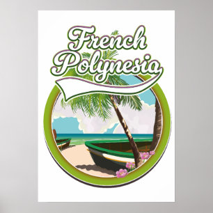 Affiche logo de voyage en Polynésie française.