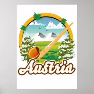 Affiche Logo de voyage rétro Autriche