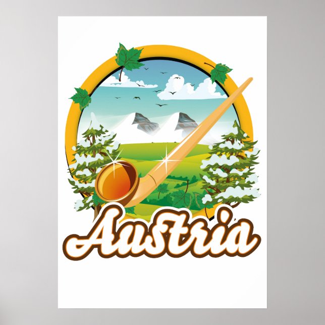Affiche Logo de voyage rétro Autriche (Devant)