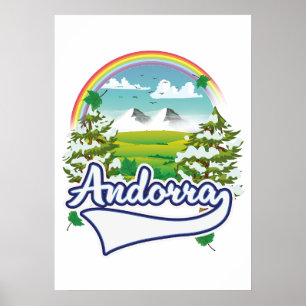 Affiche logo de voyage rétro d'Andorre