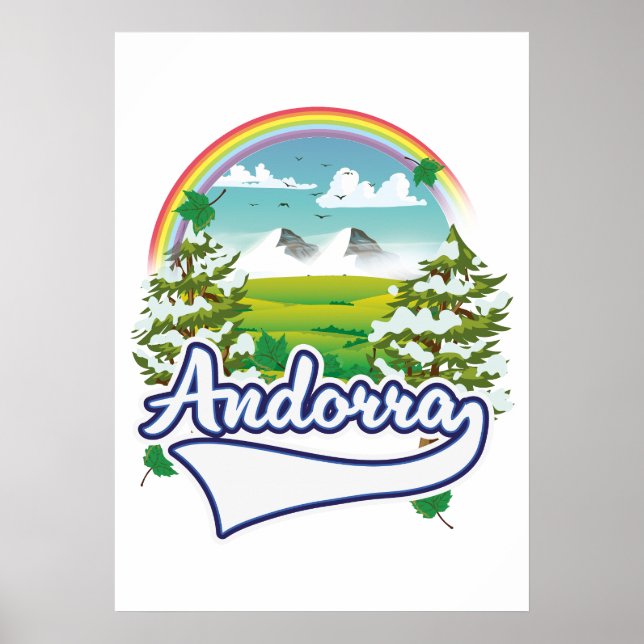 Affiche logo de voyage rétro d'Andorre (Devant)