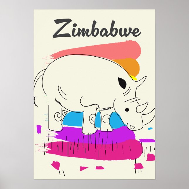 Affiche Logo de voyage rétro du Zimbabwe (Devant)