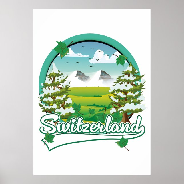 Affiche Logo de voyage rétro en Suisse (Devant)