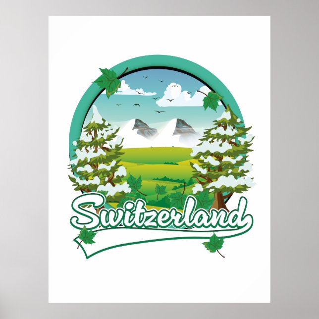 Affiche Logo de voyage rétro en Suisse (Devant)